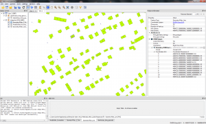 Lage der Geokodierergebnisse in Bezug auf die Gebäudegrundrisse (hier FME Data Inspector).