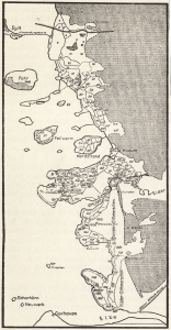 Karte "Bedeichungsjahre der Köge" aus "Werdendes Land am Meer" von 1937